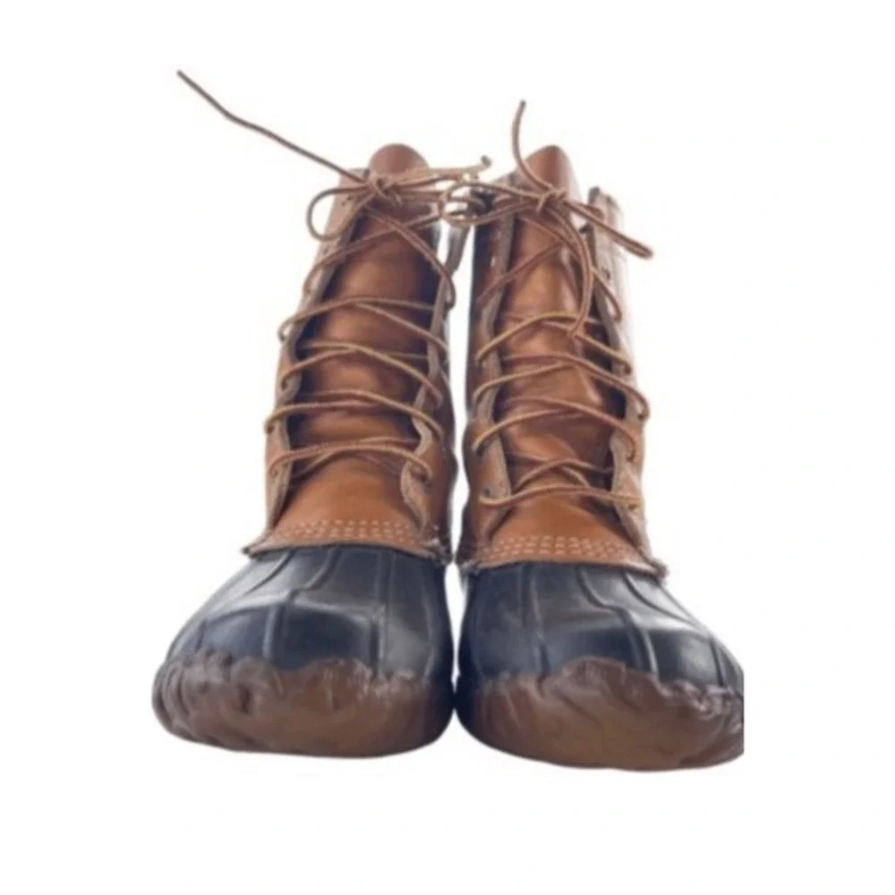 Vintage‎ 1960s L.L. Bean Maine Hunting Duck Boots 8 Tan Leather Rubber Sole USA